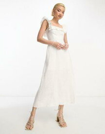 アンドアザーストーリーズ & Other Stories linen blend frill detail midaxi dress in white レディース