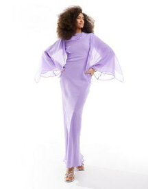 エイソス ASOS DESIGN cape sleeve bias maxi dress in chiffon with cape overlay detail in lilac レディース