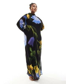ASOS Curve エイソス ASOS DESIGN Curve chiffon maxi dress in blurred floral print レディース