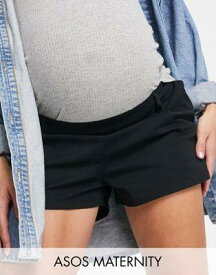 ASOS Maternity エイソス ASOS DESIGN Maternity chino short with under the bump waistband in black レディース