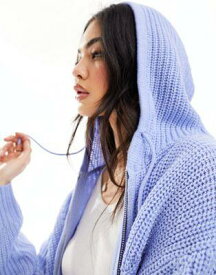 エイソス ASOS DESIGN knitted zip through hoodie in blue レディース