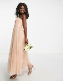 エイソス ASOS DESIGN Bridesmaid tulle channelled bodice tulle maxi dress in dusty rose レディース