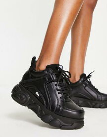 バッファロー Buffalo Vegan Corin low platform trainers in black レディース