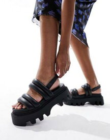バッファロー Buffalo Flora TS Quilt flat sandals in black レディース