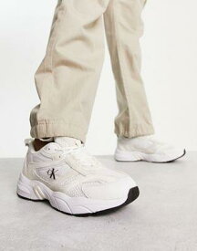 カルバンクライン Calvin Klein Jeans monogram logo chunky sole trainers in white レディース