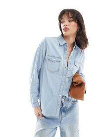 ルック New Look denim shirt in light blue レディース