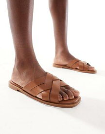 ルック New Look woven strap flat sandal in tan レディース