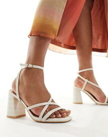 ルック New Look block heel multistrap sandal in white レディース