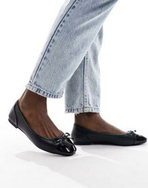 ルック New Look PU toe ballet shoe in black レディース