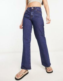 Object cotton wide leg denim jeans in dark blue レディース