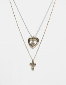 Reclaimed Vintage unisex 2 row with cross and heart ユニセックス