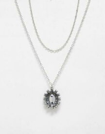 Reclaimed Vintage unisex 2 row necklace in burnished silver ユニセックス