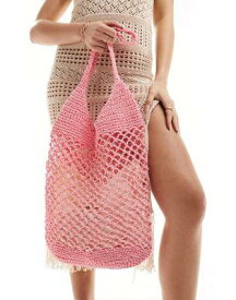 サウスビーチ South Beach crochet tote bag in pink レディース