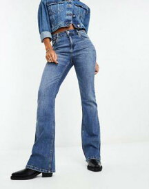 Stradivarius straight bootcut jean in dark wash レディース