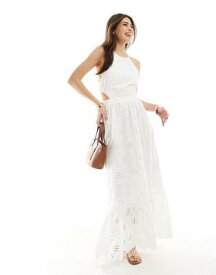 Stradivarius halter neck lace dress in white レディース
