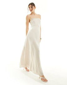 ティーエフエヌシー TFNC Bridesmaid satin cami strap maxi dress in champagne レディース