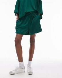 トップショップ Topshop co-ord sporty picot longline shorts in green レディース