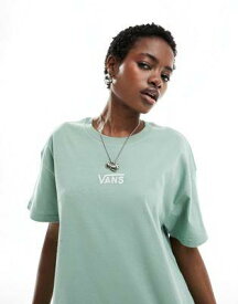 バンズ Vans flying V logo oversized t-shirt in light green レディース