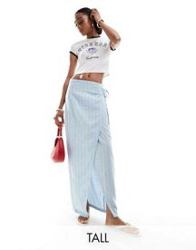 ヴェロモーダ Vero Moda Tall wrap midi skirt in pale blue pinstripe レディース