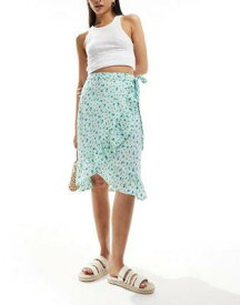 ヴェロモーダ Vero Moda wrap front midi skirt in light blue floral レディース