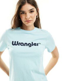 ラングラー Wrangler front logo t-shirt in light blue レディース