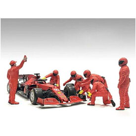 American Diorama Figure Set Formula One F1 Pit Crew 7 Red for 1/43 Scale Models
