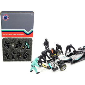American Diorama Figurine Set Formula One F1 Pit Crew 7 Team Black 1/43 Scale