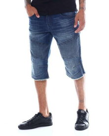 True Religion Men's Geno Moto Slim Fit Denim Jean Shorts in Blue Stream メンズ