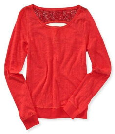 Aeropostale Womens Ls Crochet Back Basic T-Shirt レディース