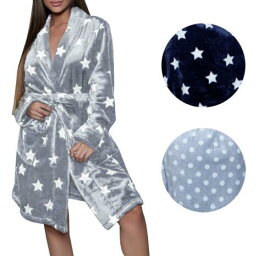 BeWicked Women's Cozy Soft Leisure Geometric Shape Pattern Warm Belted Plush Robe レディース