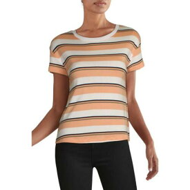 Three Dots スリー ドッツ Three Dot's Women's Cotton Blend Striped Split Hem T-Shirt レディース
