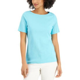 Charter Club Womens Blue Supima Cotton Short Sleeves T-Shirt Top XS レディース