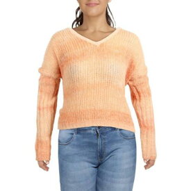 ゲス Guess Womens Orange Alpaca Loose-Knit V-Neck Pullover Sweater Top S レディース