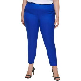 カルバンクライン Calvin Klein Womens Blue Linen Blend Ankle Straight Leg Pants Plus 20W レディース