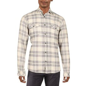 ソサエティ Civil Society Mens Gray Cotton Plaid Pockets Button-Down Shirt L メンズ