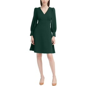 カルバンクライン Calvin Klein Womens Green V-Neck Mini Work Fit & Flare Dress 10 レディース