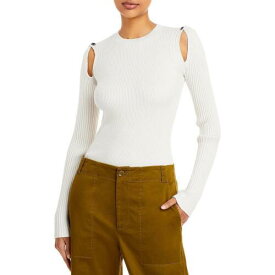 Proenza Schouler Womens Ivory Ribbed Knit Shirt Pullover Sweater Top M レディース