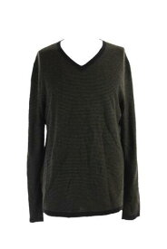 INC Inc International Concepts Black Olive Striped V-Neck Sweater L メンズ