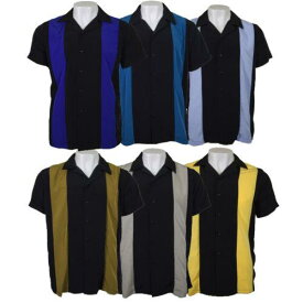 Maximos Men's T-Shirt Two Tone Retro Button Up Classic Bowling Shiirt メンズ