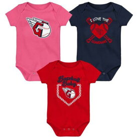 Outerstuff アウタースタッフ Infant Navy/Red/Pink Cleveland Guardians Baseball Baby 3-Pack Bodysuit Set ユニセックス