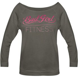 Bad Girl Fitness 3/4 Sleeve Raglan Crew Neck Sweat Shirt - Small - Dark Gray レディース