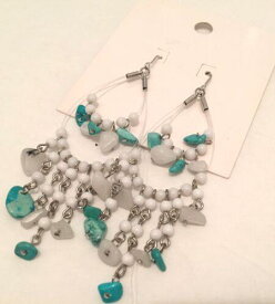 H&M Earrings Turquoise Beads Drop/Dangle Silver Tone Hook ユニセックス
