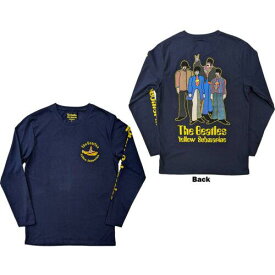 The Beatles-Rubber Soul- ソウル The Beatles - Yellow Submarine Band- Long Sleeve Navy Blue t-shirt メンズ