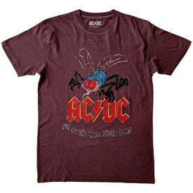 AC/DC - Fly On The Wall Tour - Maroon Red T-shirt メンズ