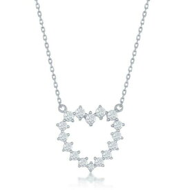 Classic Sterling Silver CZ Heart Necklace ユニセックス