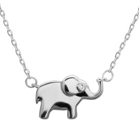 Classic Women's Necklace Sterling Silver Small Elephant with Cubic Zirconia Eye レディース