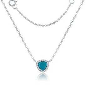 Classic Sterling Silver Triangle Turquoise with CZ Border Necklace ユニセックス