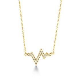 Classic Sterling Silver Gold Plated CZ Heartbeat Necklace ユニセックス