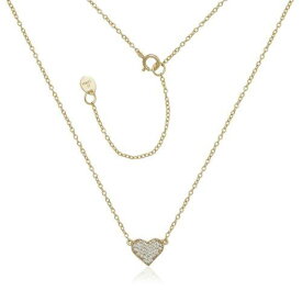 Classic Sterling Silver Gold Plated CZ Heart Necklace ユニセックス