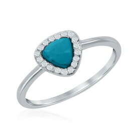Classic Sterling Silver Triangle Turquoise with CZ Border Ring ユニセックス